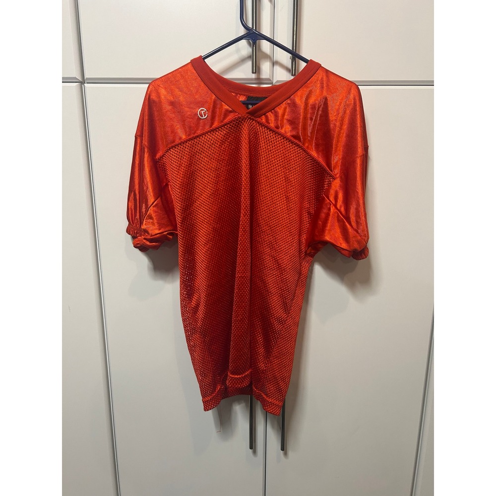 TAG‎ Orange Mesh Football Jersey Streetwear Shirt V-Neck S-M